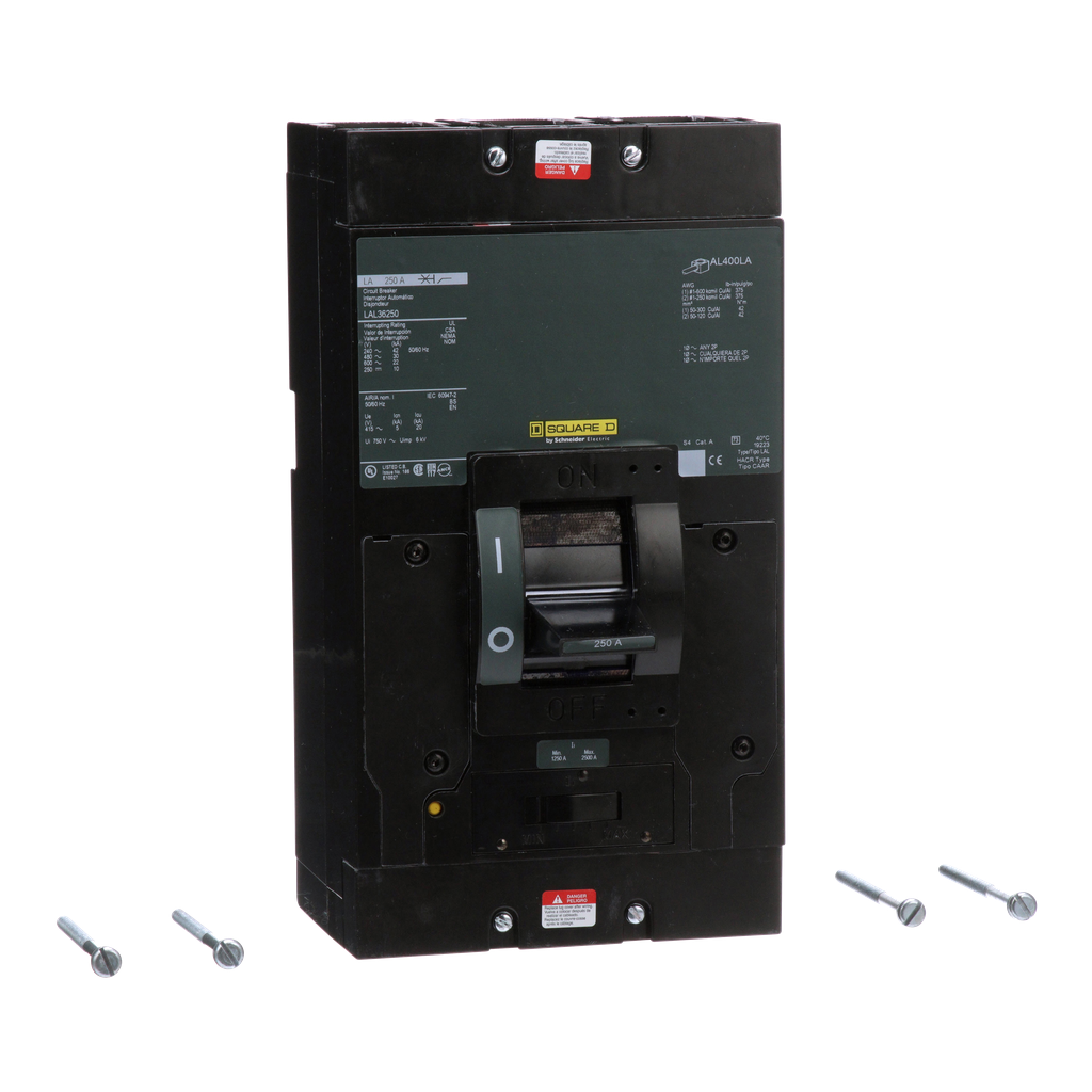 LAL36250 – Circuit breaker, LA, 250A, 3 pole, 600VAC, 22kA, 250VDC, 10kA, lugs, thermal magnetic
