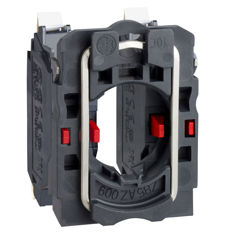 ZB5AZ1045 – Complete body/contact assembly, Harmony XB5, single contact, with fixing collar, plastic, 2NC, compact push-in terminals