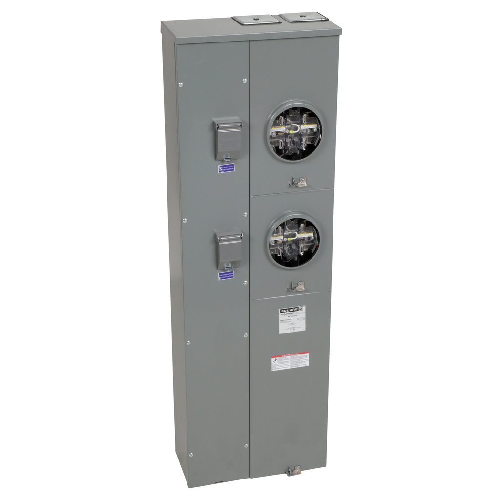 MPL32225 – Meter center, MP Meter-Pak, 2 sockets, lever bypass, jaw release, 5 jaws, 300A bus, 225A max breaker rating, ringless