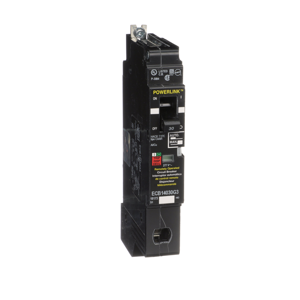 ECB14030G3 – Circuit Breaker, PowerLink™, 30A, 1 pole, 277VAC, 14kA, remotely operated, bolt on mount