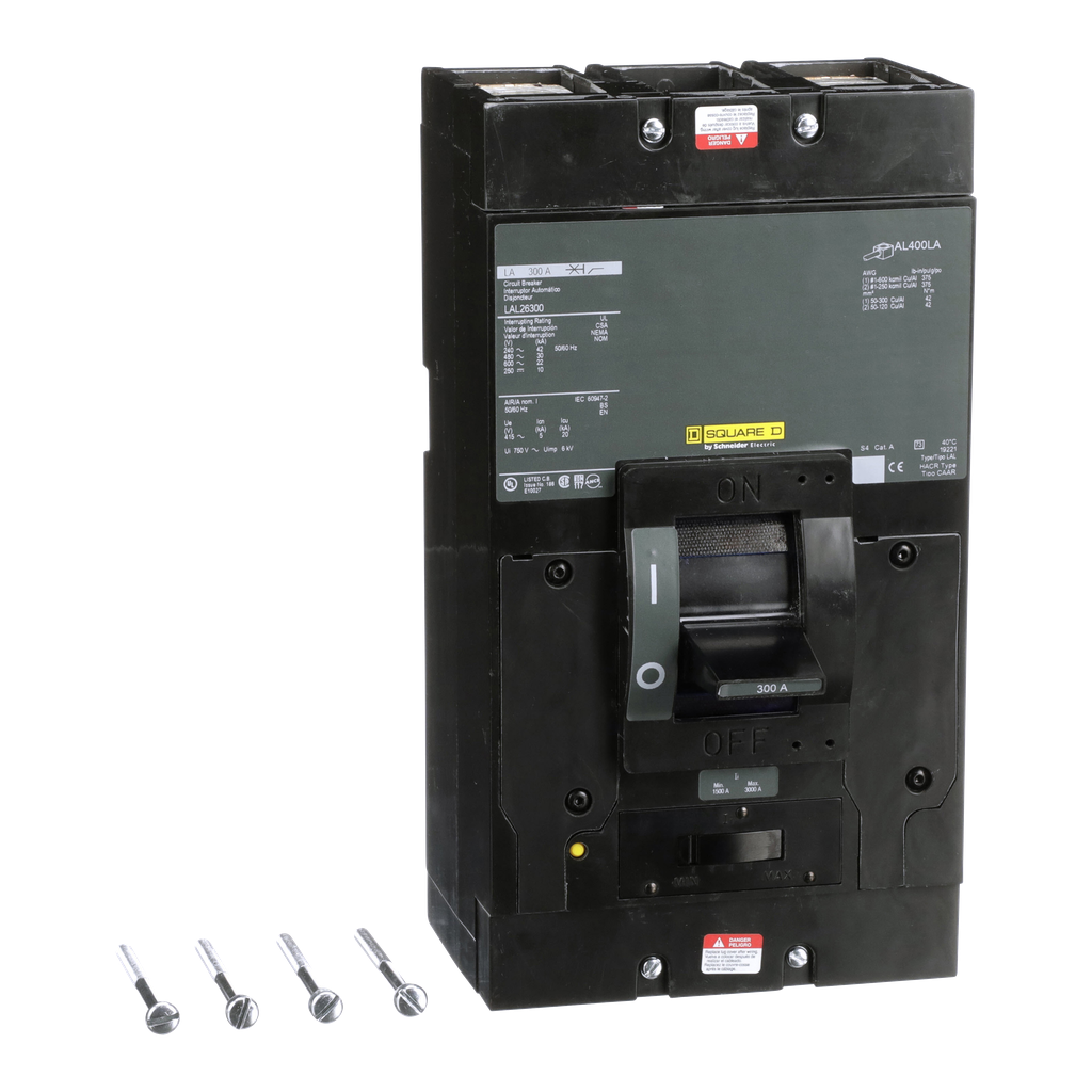 LAL26300 – Circuit breaker, LA, 300A, 2 pole, 600VAC, 22kA, 250VDC, 10kA, lugs, thermal magnetic