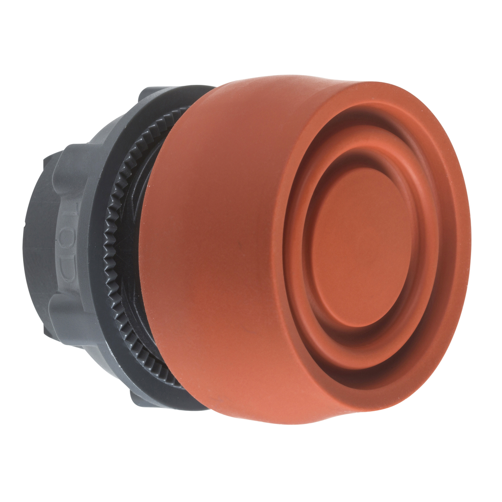 ZB5AP4S – Head for non illuminated push button, Harmony XB5, plastic, flush, red, 22mm, spring return, coloured boot, unmarked