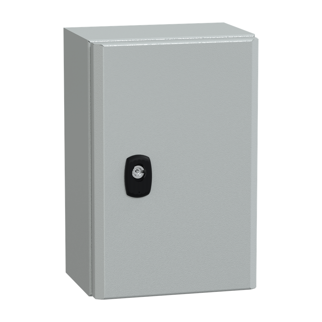 NSYS3D3215P – Wall mounted steel enclosure, PanelSeT S3D, plain door, with mounting plate, 300x200x150mm, IP66, IK10