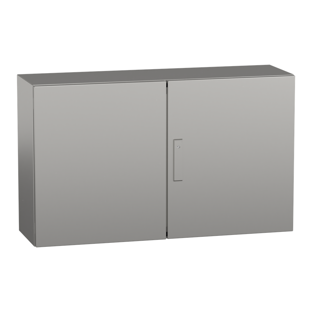 NSYS3X601030 – Wall mounted enclosure, PanelSeT S3X, stainless steel 304L, double plain door, 600x1000x300mm, IP55