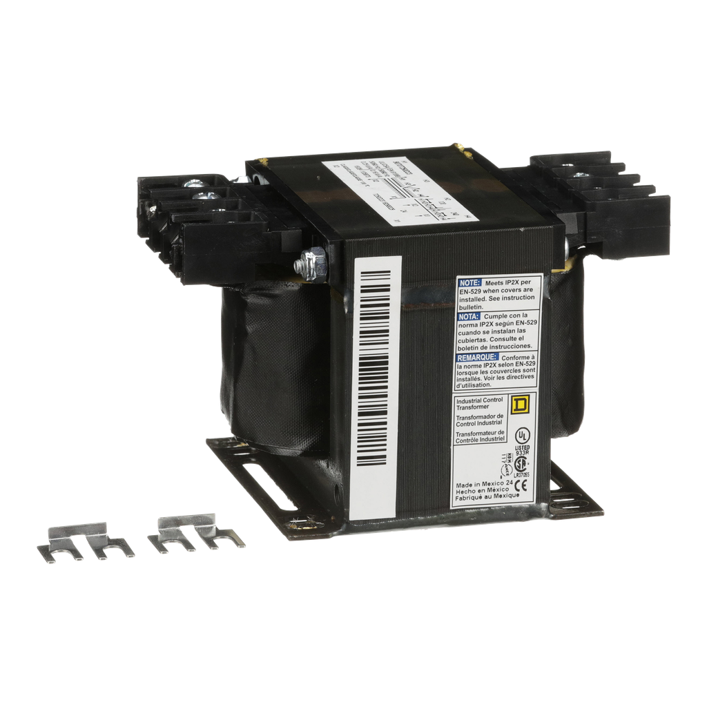9070T250D23 – Transformer, Type T, industrial control, 250VA, 1 phase, 120x240V primary, 24V secondary, 80C rise