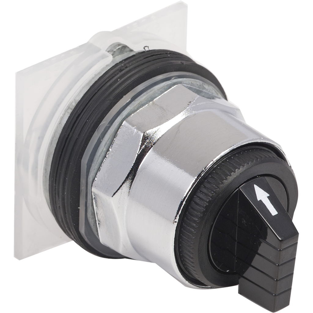 9001KS49B – Selector switch head, Harmony 9001K, metal, standard handle, black, 30mm, 3 positions,stay put