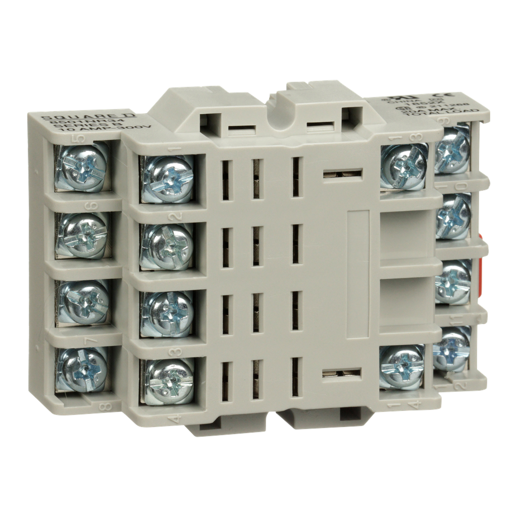 8501NR34 – Relay Socket, Harmony 8501R, 14 pins, double tiered screw clamp terminals, DIN rail/panel mount, 10A, 300V AC