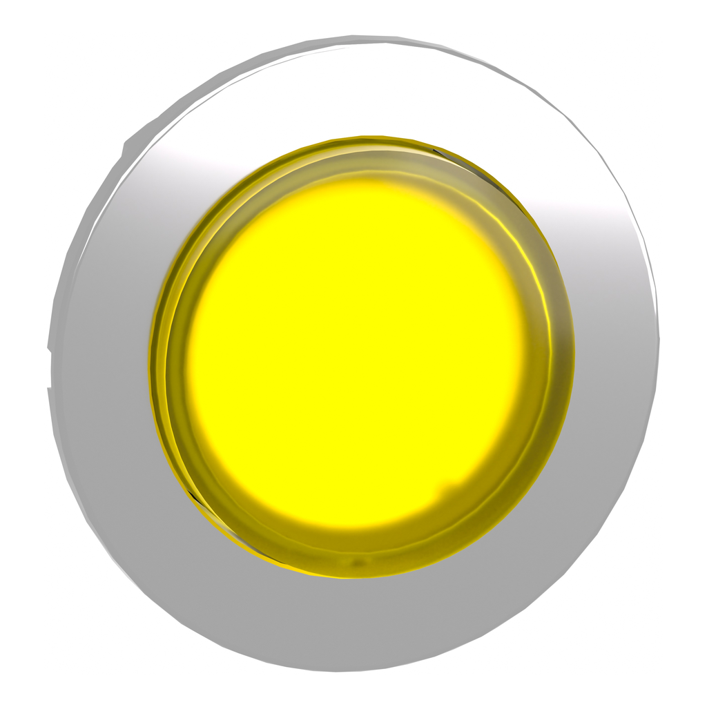 ZB4FH83 – Head for illuminated push button, Harmony XB4, metal, yellow projecting, 30mm, universal LED, push-push, unmarked
