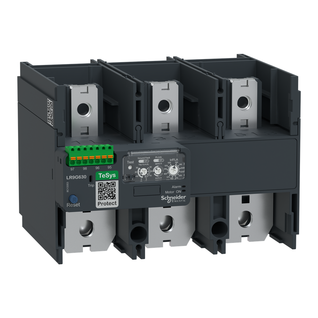 LR9G630 – Thermal overload relay, electronic, TeSys Giga, 160A to 630A, Class 5E to 30E, push-in control connection