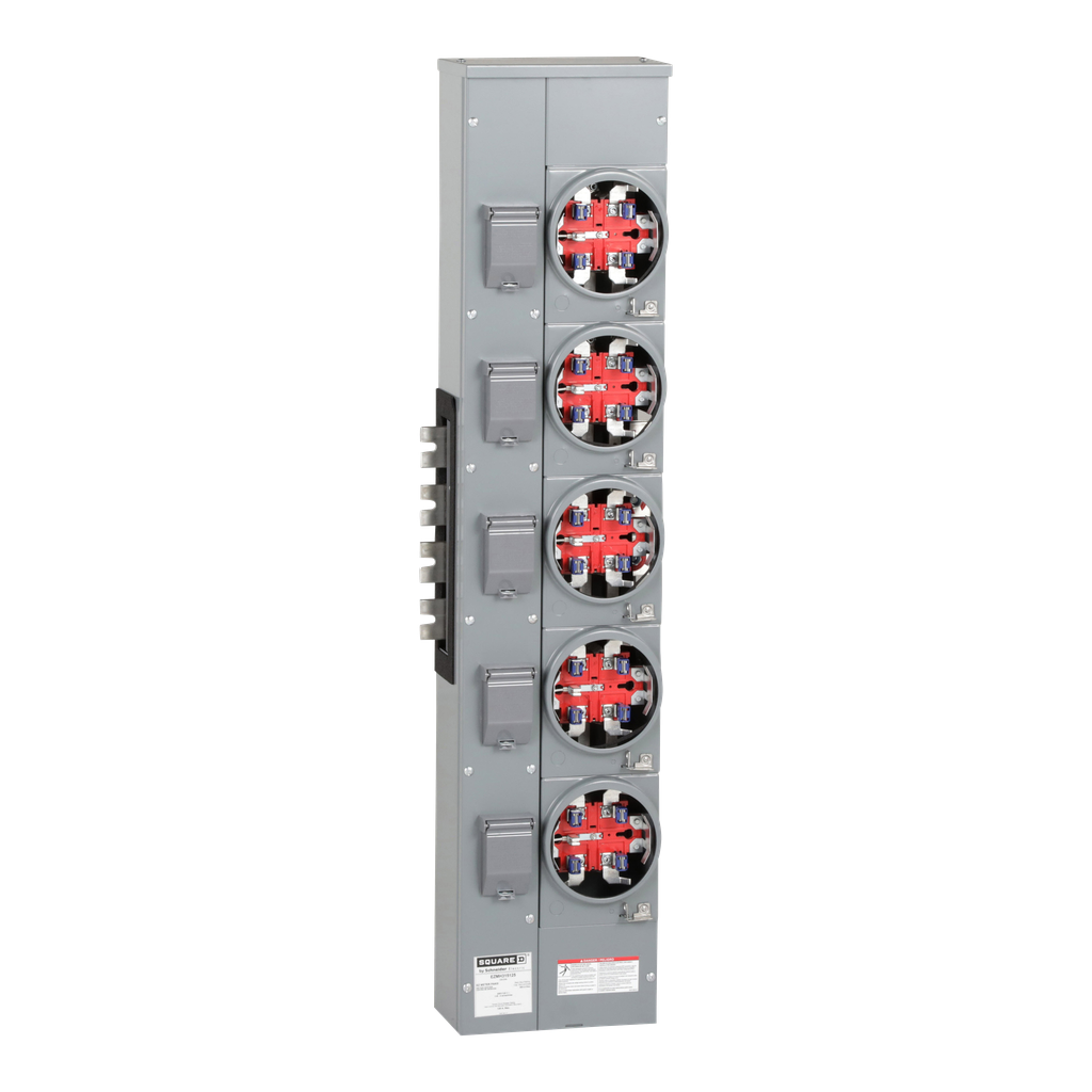 EZMH315125 – Branch unit, EZ Meter-Pak, 125A, 5 x 5 jaw sockets, 208Y/120VAC, horn bypass, ringless, 800A Al busbar