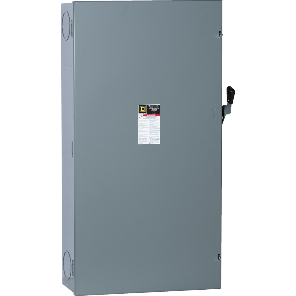 CD225N – Safety switch, general duty, fusible, 400A, 120/240VAC, 2 poles, solid neutral, NEMA 1