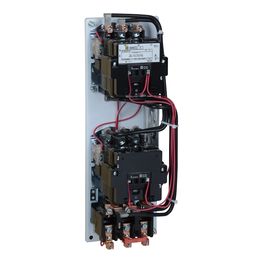 Product image for Square D 8736SEO1V02S 110/120 VAC 90 Amp 50 Hp 3-Phase 3-Pole Open Type Full Voltage Reversing Magnetic Starter