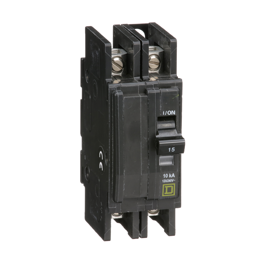 QOU215 – Mini circuit breaker, QOU, 15A, 2 pole, 120/240VAC, 10kA