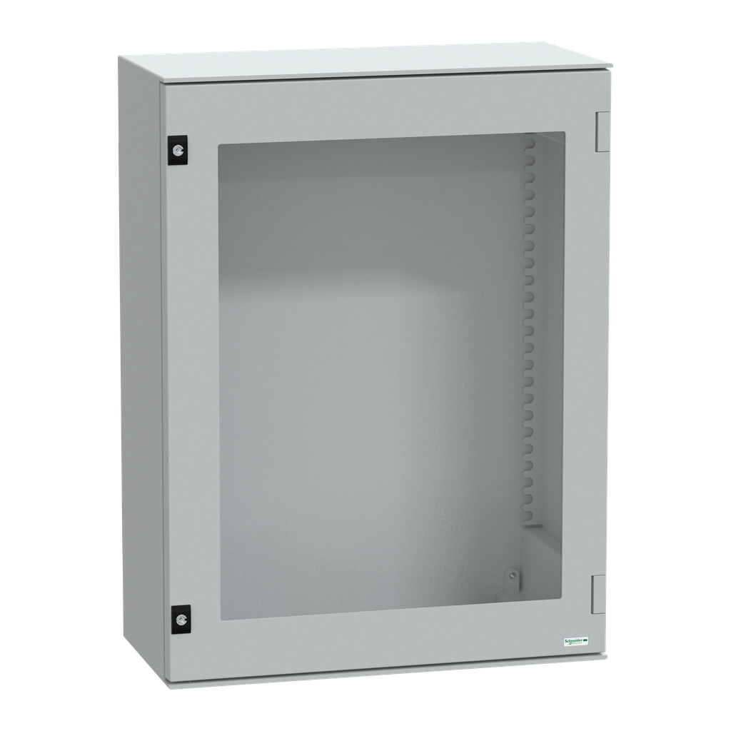 NSYPLM86TG – Wall mounted polyester enclosure, Thalassa PLM, glazed door, 847x636x300mm, IP66, IK08, RAL 7035