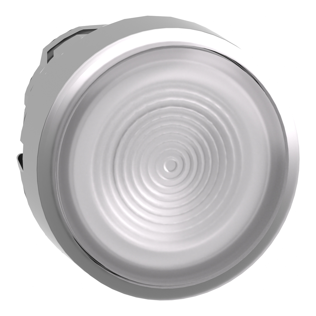 ZB4BW313S – Head for illuminated push button, Harmony XB4, metal, white flush, 22mm, universal LED, spring return, grooved lens