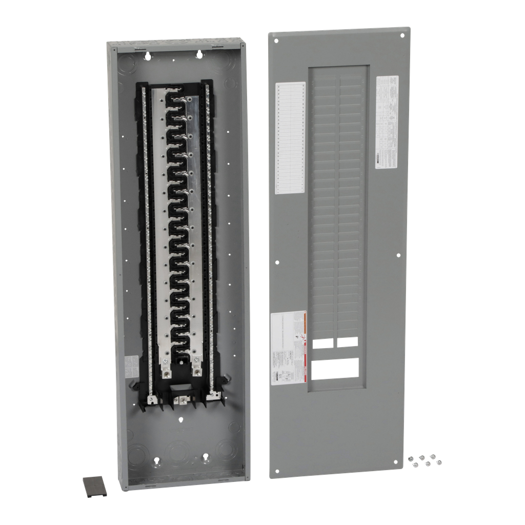 HOM60120L225PC – Load center, Homeline, 1 phase, 60 spaces, 120 circuits, 225A convertible main lugs, PoN, NEMA1, combo cover