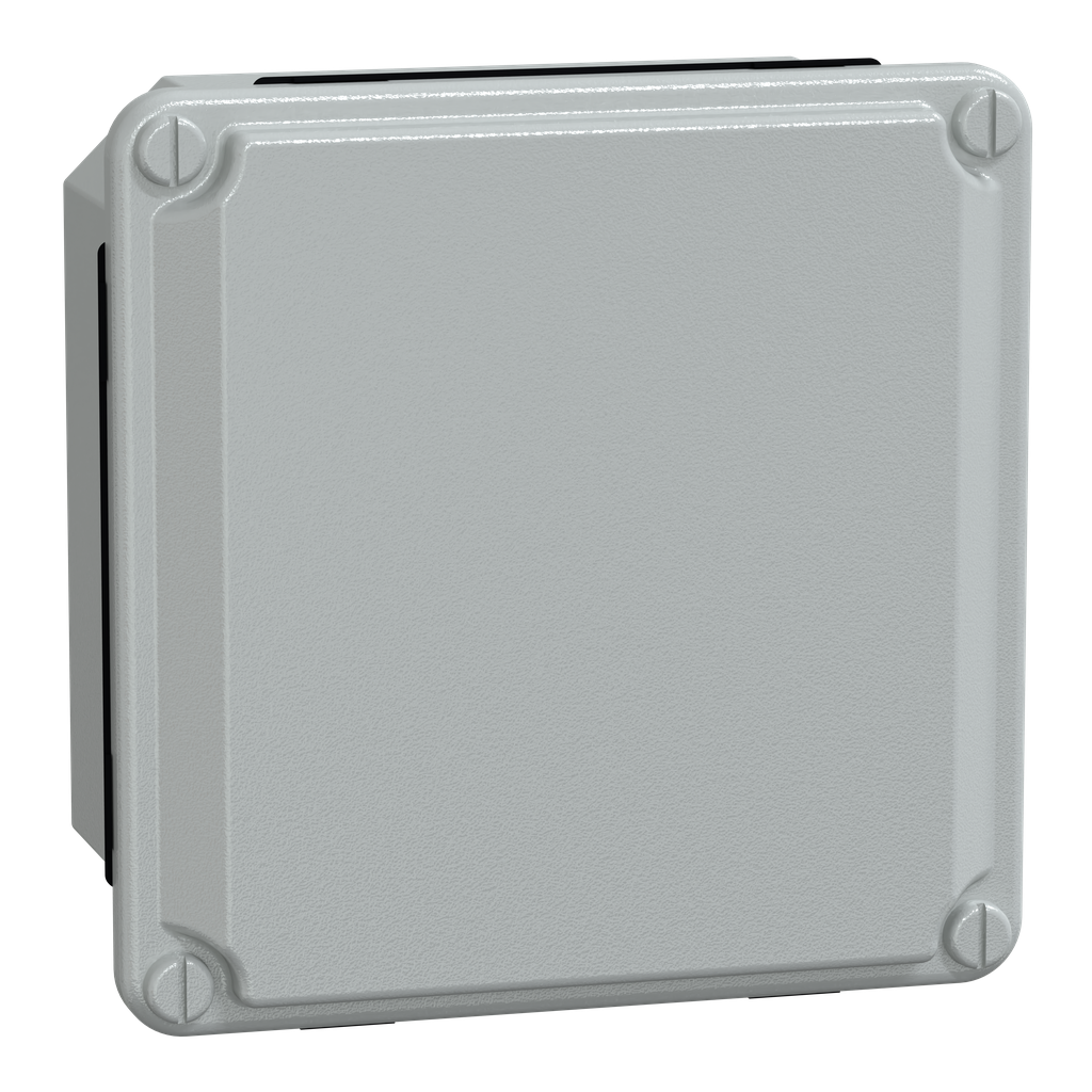 NSYDBN1010 – Metal industrial box – low plain cover – H105xW105xD49 – IP55 – grey RAL 7035