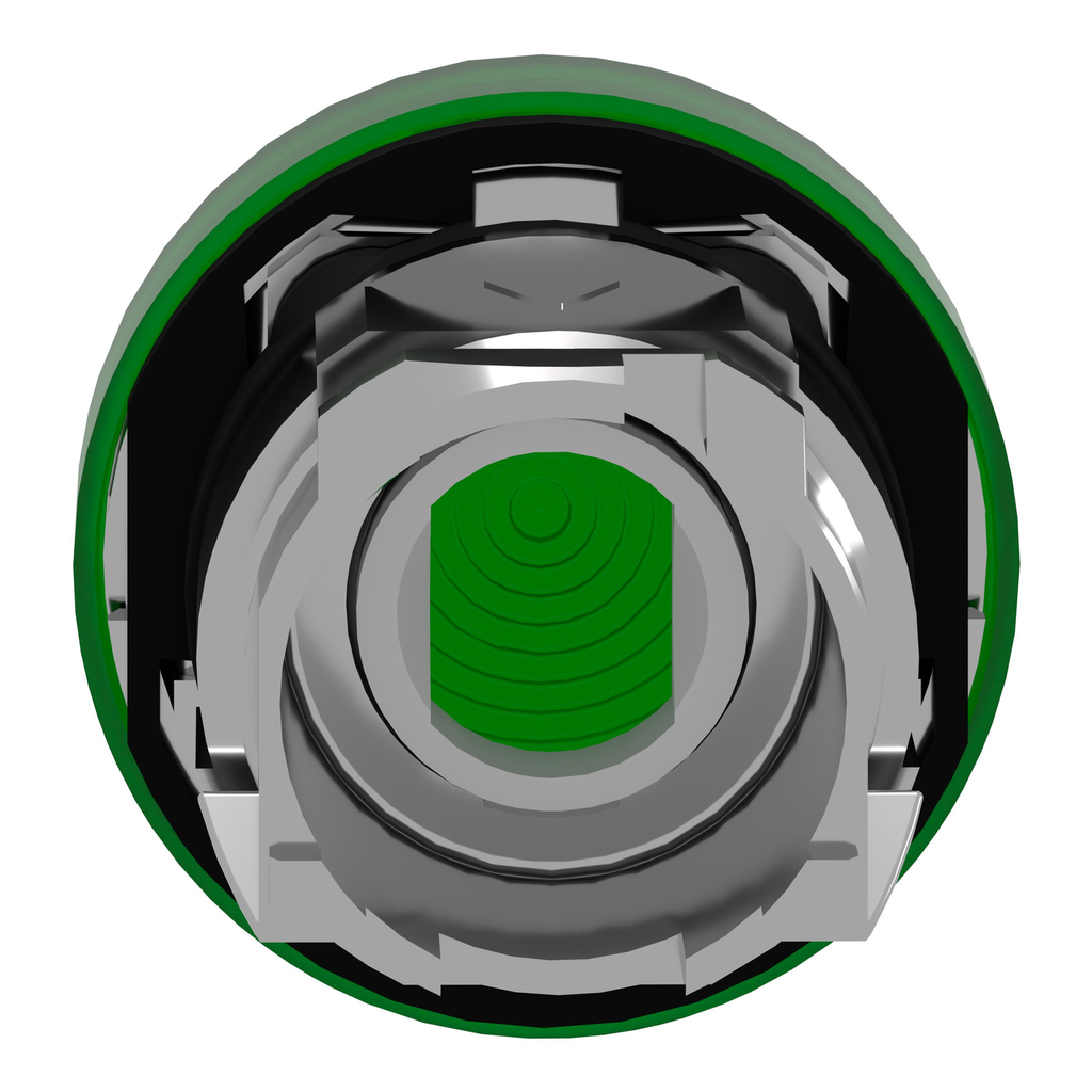 Mayer-DDS-Head for pilot light, Harmony XB4, metal, green, 22mm, universal LED, grooved lens-2