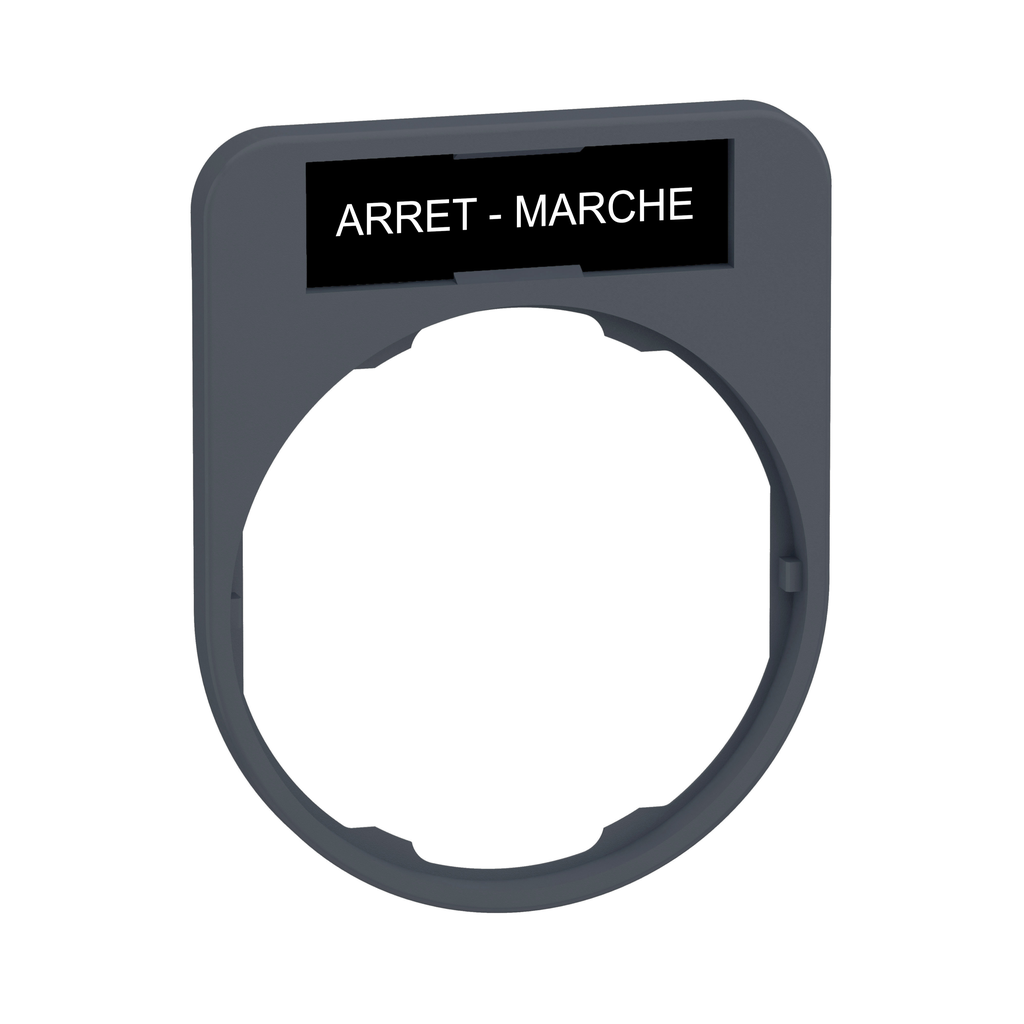 ZBYF2166C0 – legend holder with arret-marche marking for flush color plated grey