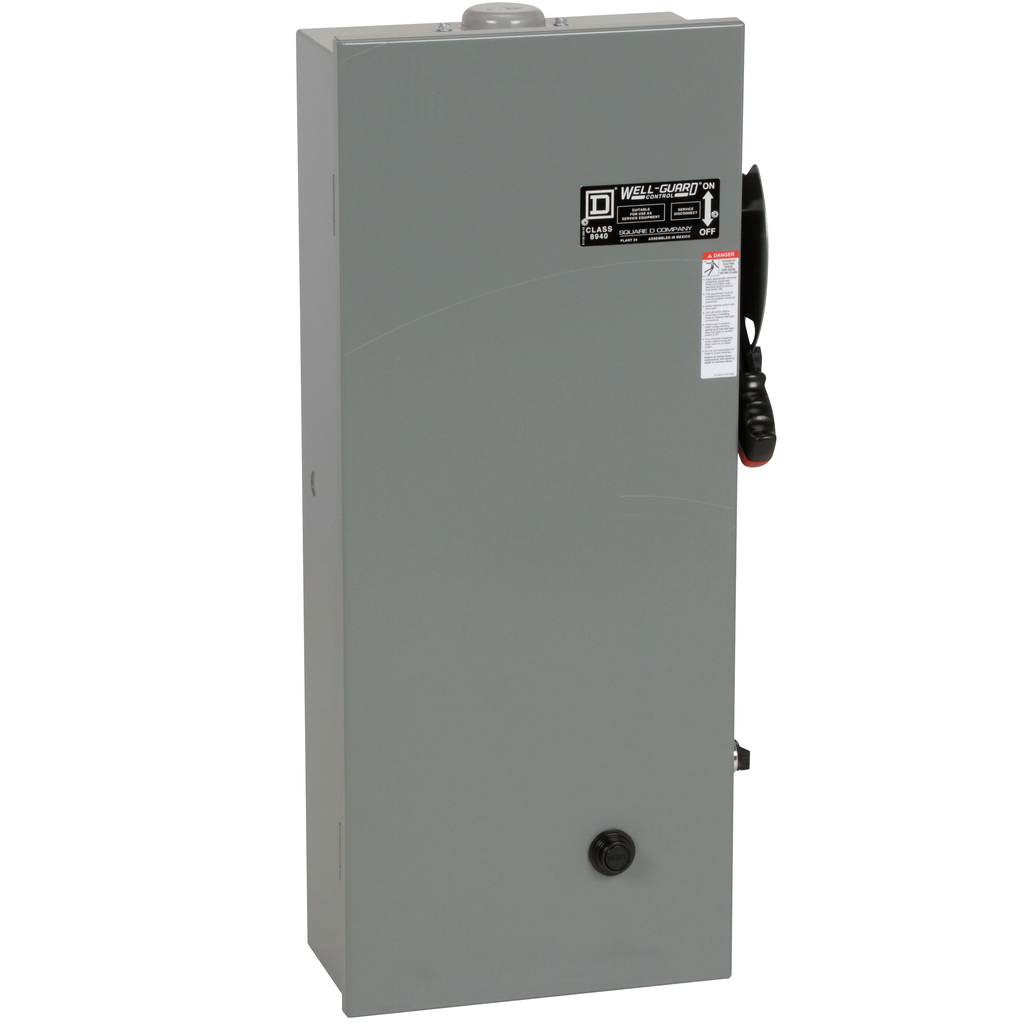 8940SSC4010 – Pump Panel, NEMA Type S, Well Guard, Size 1, 27A, 10HP, 5kA SSCR, 30A fuse clip, Motor Logic SSOLR, 440/480VAC 50/60Hz coil, NEMA 3R