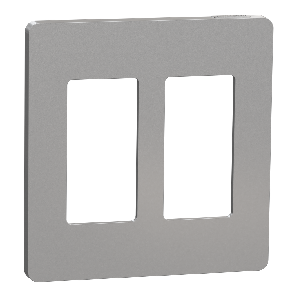 SQWP141002GY – Cover frame, X Series, 2 gangs, screwless, gray, matte finish