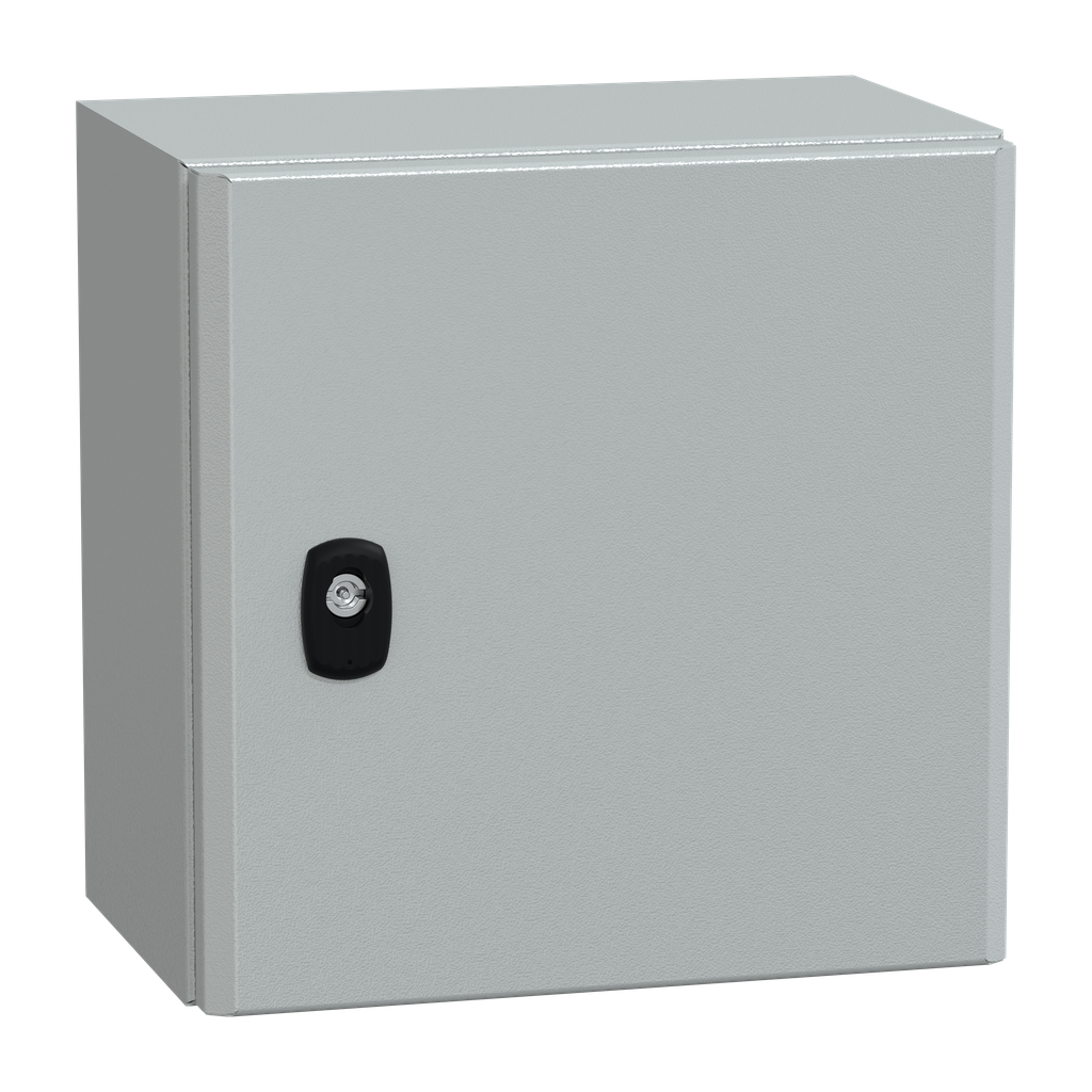 NSYS3D3320P – Wall mounted steel enclosure, PanelSeT S3D, plain door, with mounting plate, 300x300x200mm, IP66, IK10