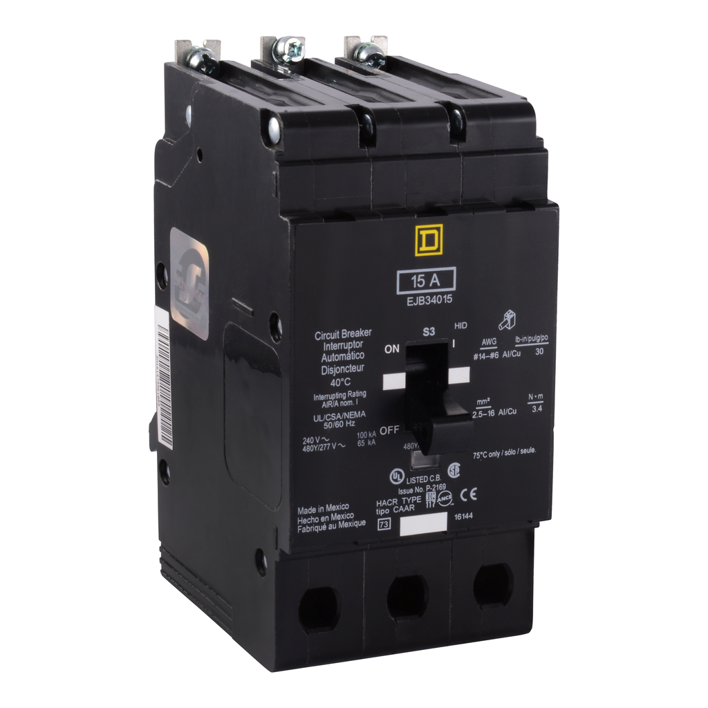 EGB34030CA – Mini circuit breaker, E-Frame, 30A, 3 pole, 480Y/277VAC, 65kA max, bolt on, 50 degrees C