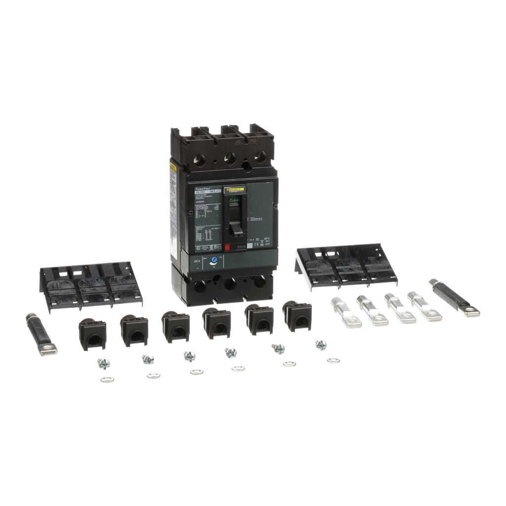 JGS36225 – Circuit breaker, PowerPacT J, 225A, 3 pole, 600VAC, 18kA, rear connection, thermal magnetic, 80%