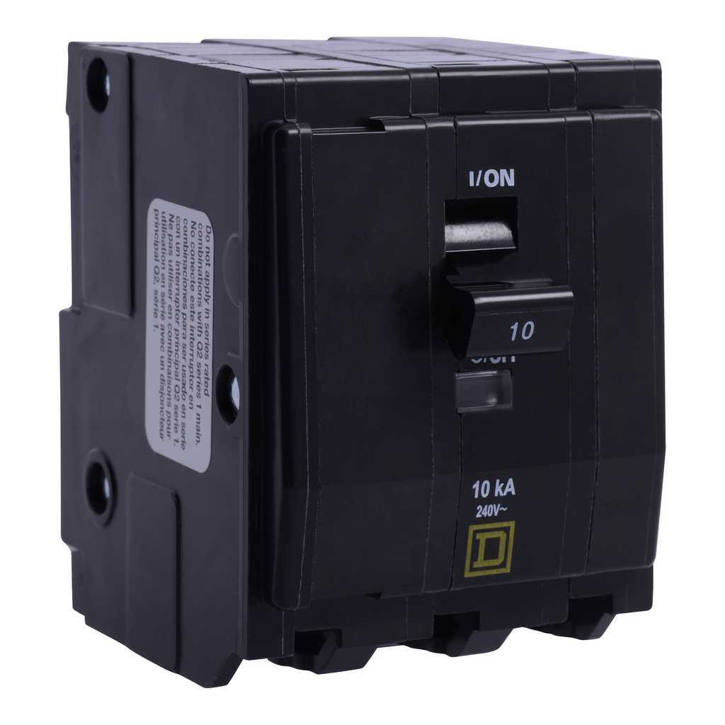 QO3255237 – Mini circuit breaker, QO, 25A, 3 pole, 120/240VAC, 10kA, plug in, ring