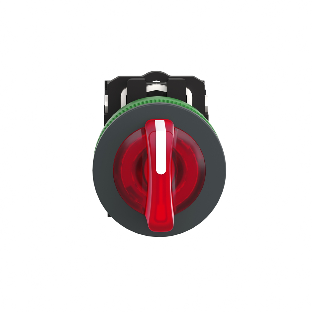 Mayer-DDS-Illuminated selector switch, Harmony XB5, grey plastic, red handle, 30mm, universal LED, 3 positions, 1NO + 1NC, 230...240V AC-2