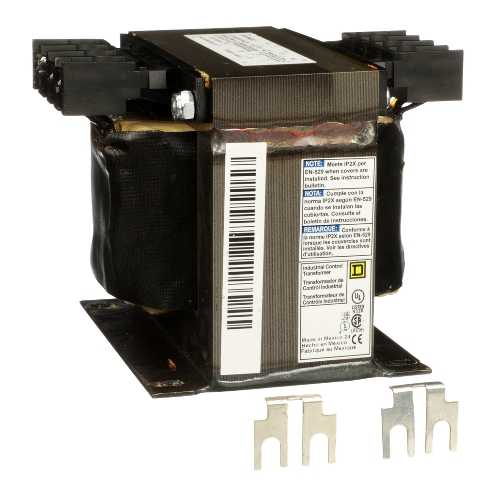 9070T350D23 – Transformer, Type T, industrial control, 350VA, 1 phase, 120x240V primary, 24V secondary, 80C rise