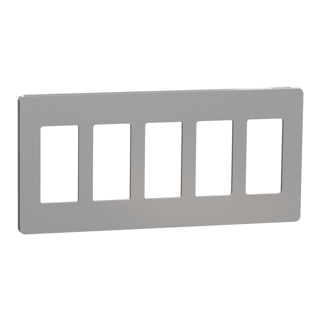 SQWP141005GY – Cover frame, X Series, 5 gangs screwless, gray, matte finish