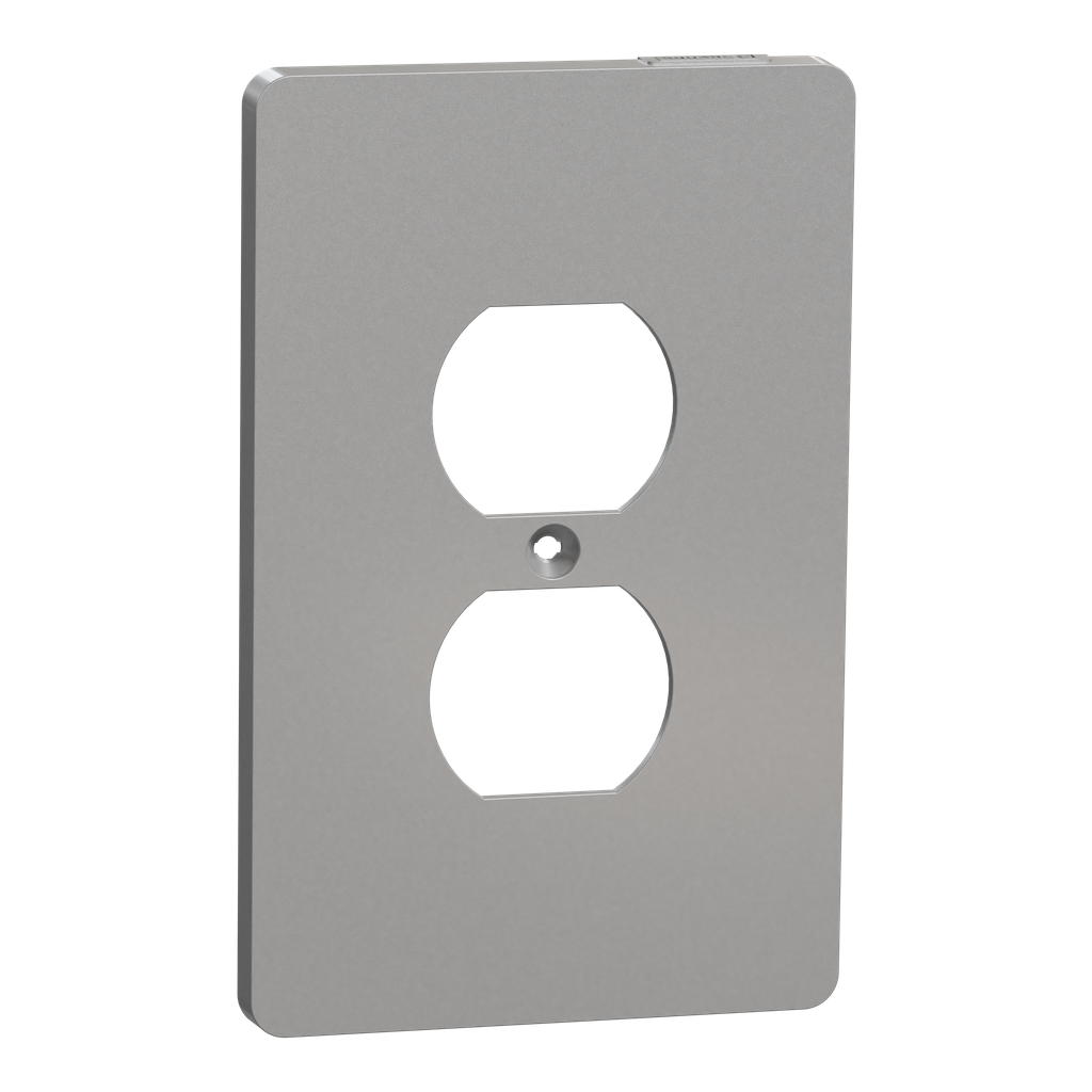 SQWS422011GY – Cover frame, X Series, for duplex socket-outlet, 1 gang, screw fixed, mid sized plus, gray, matte finish