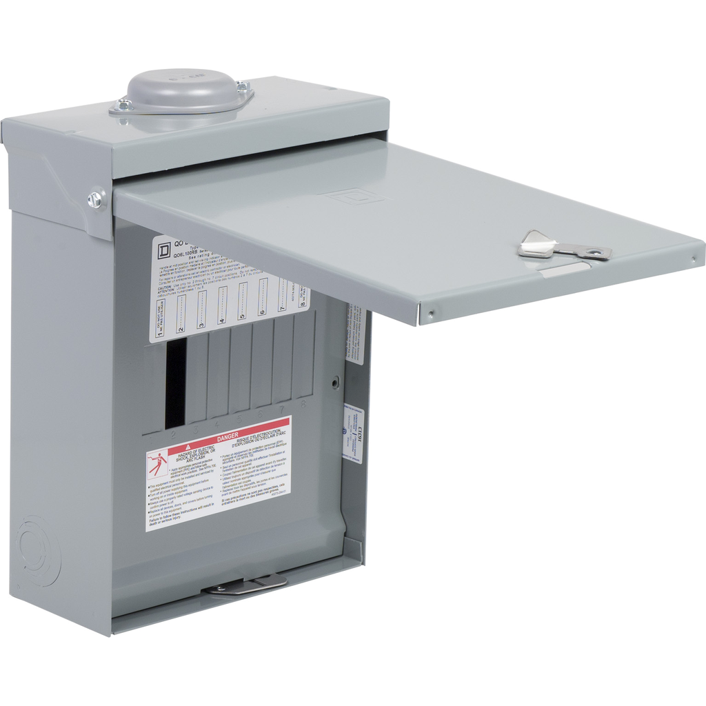QO6L100RB – Load center, QO, 1 phase, 6 spaces, 6 circuits, 100A convertible main lugs, NEMA3R
