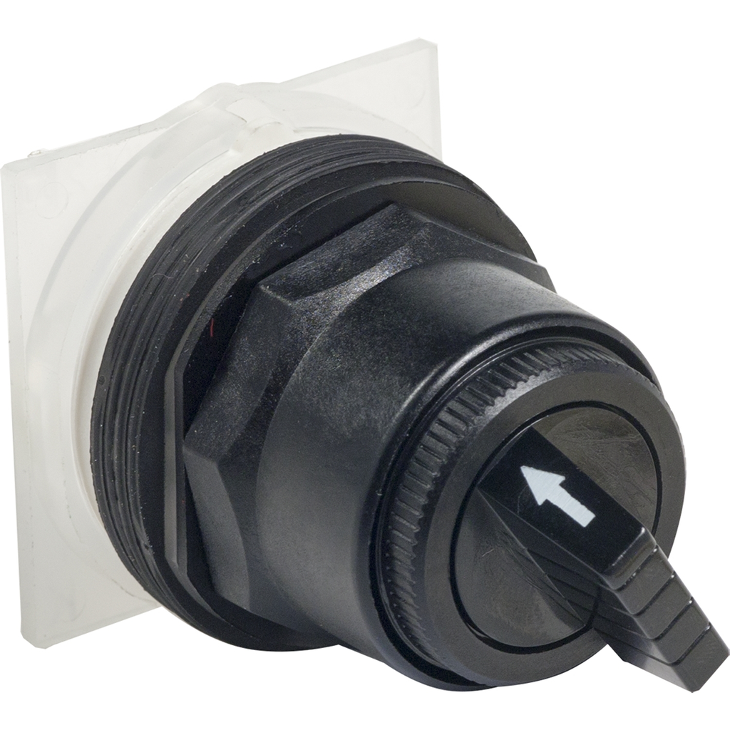 Mayer-DDS-Selector switch head, Harmony 9001SK, plastic, standard handle, black, 30mm, 2 positions, spring return right to left-1