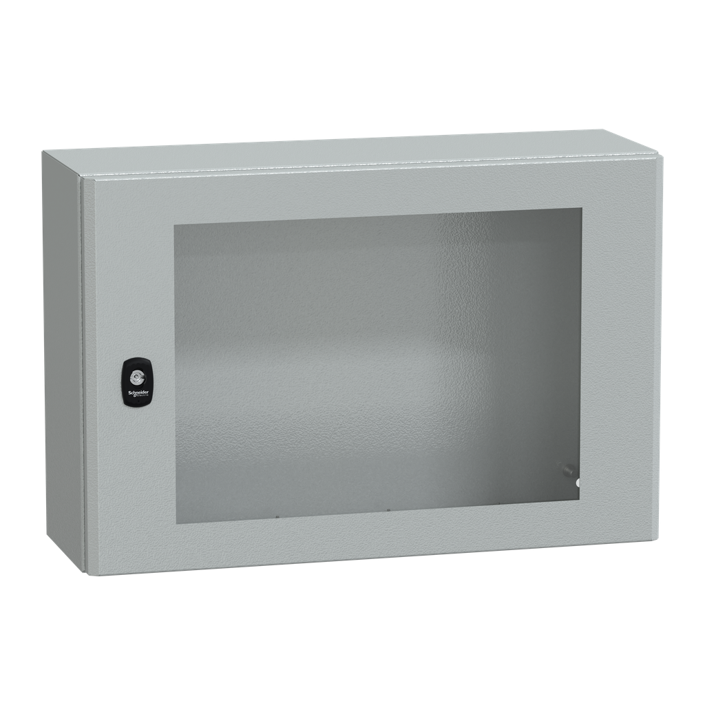 NSYS3D4620T – Wall mounted steel enclosure, PanelSeT S3D, transparent door, without mounting plate, 400x600x200mm, IP66, IK08