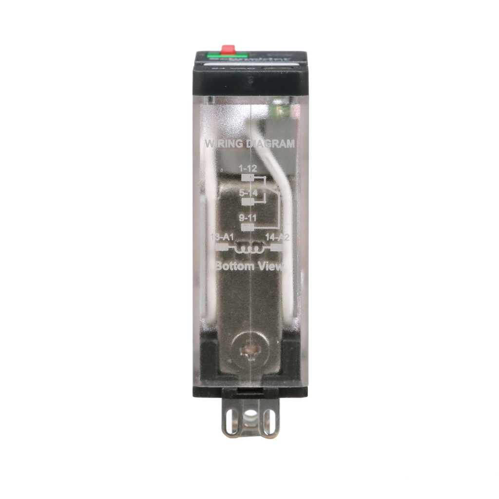 Mayer-DDS-Power Relay, General Purpose Relays, SPDT, LED clear cover, lock push button, faston terminals, 15A, 24V AC, 1NC + 1NO-2