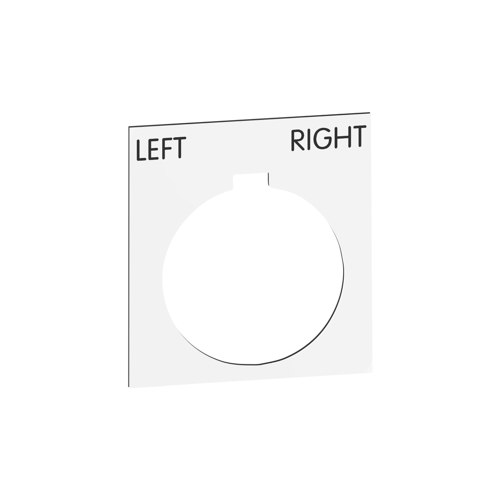 Mayer-DDS-Legend, Harmony 9001K, Harmony 9001SK, 30mm, plastic, white with black letters, 44,5mm square, marking LEFT-RIGHT-1