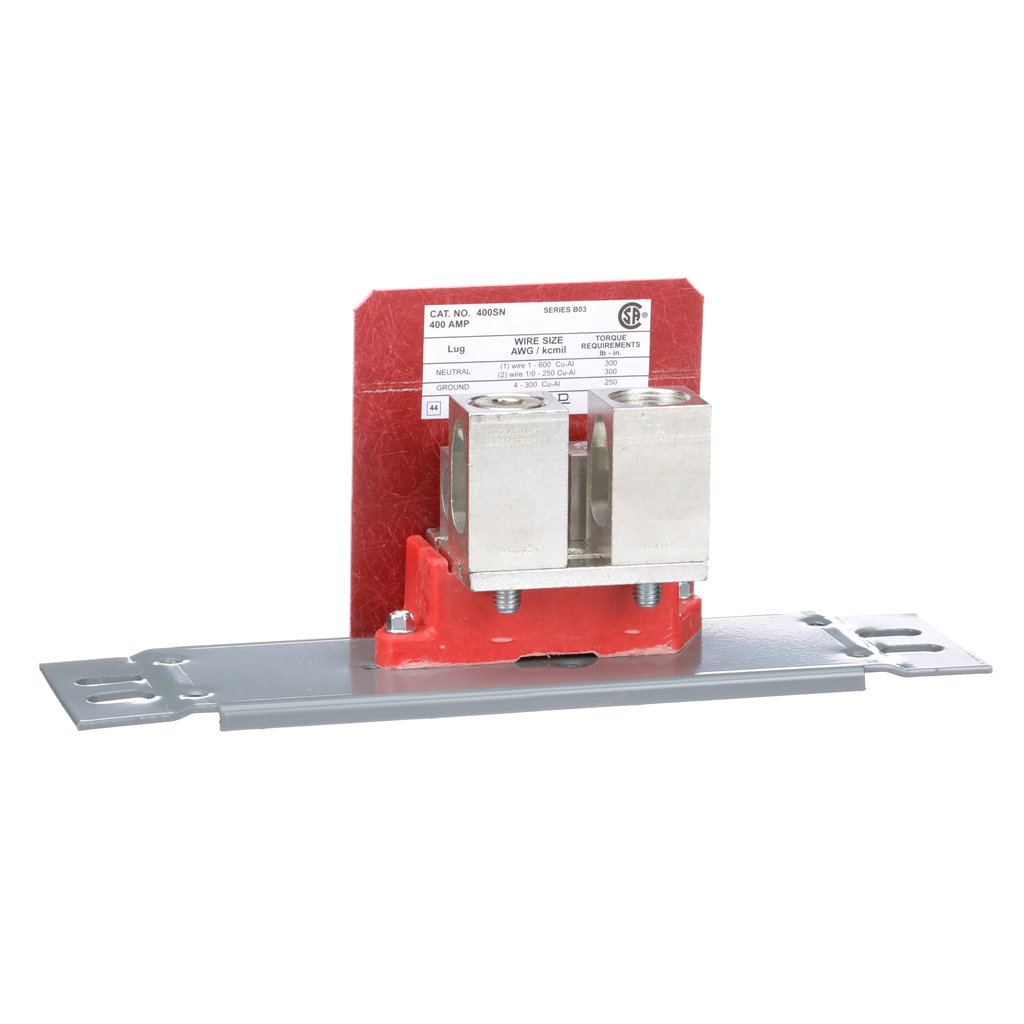 400SN – Solid neutral assembly kit, LA/LH circuit breaker, 400A, 1-1 AWG to 600kcmil