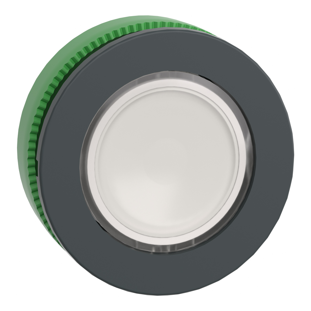 ZB5FW313 – Head for illuminated push button, Harmony XB5, antimicrobial, plastic, white, 30mm, universal LED, plain lens