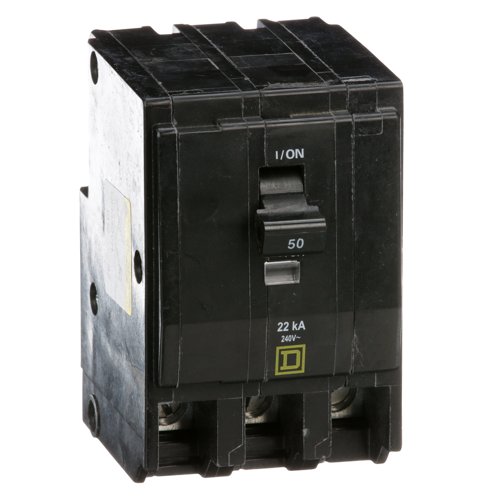 QO350VH – Mini circuit breaker, QO, 50A, 3 pole, 120/240VAC, 22kA, plug in
