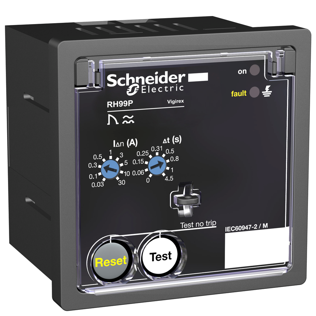 56273 – Residual current protection relay, VigiPacT RH99P, 30mA-30A, 220/240VAC 50/60Hz, front panel mounting