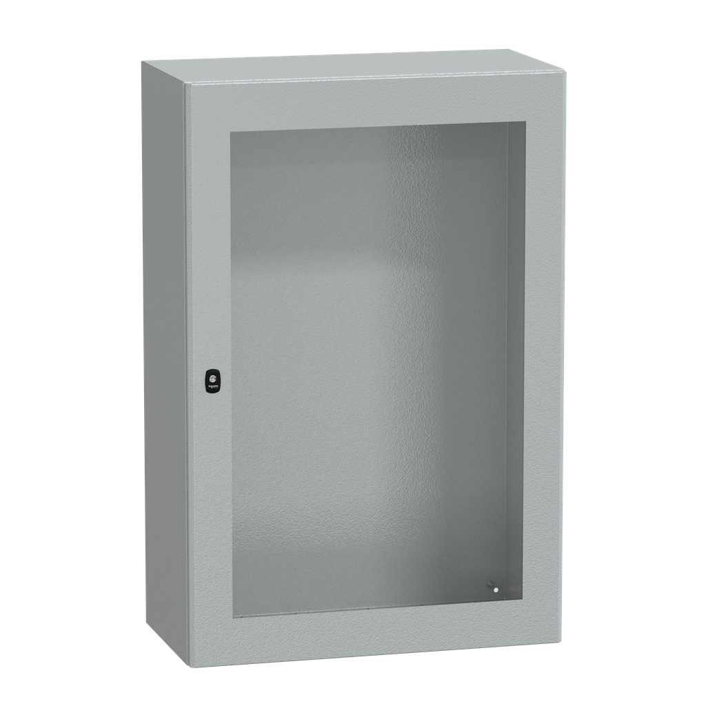 NSYS3D12840T – Wall mounted steel enclosure, PanelSeT S3D, transparent door, without mounting plate, 1200x800x400mm, IP66, IK08