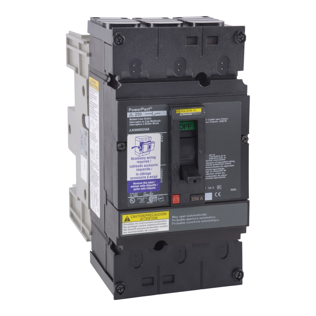 Mayer-DDS-Automatic switch, PowerPacT J, 250A, 3 pole, 600VAC, 50kA, plug in, magnetic, aux, shunt-1