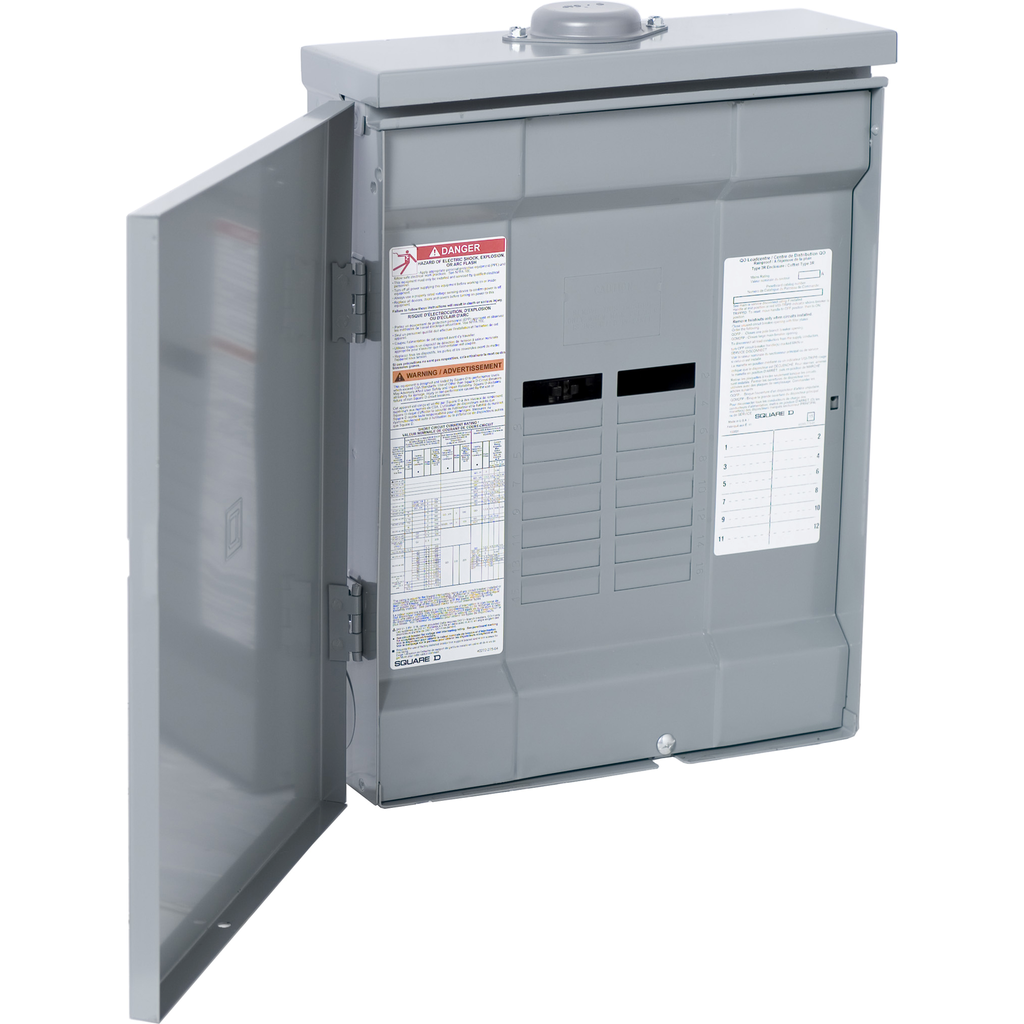 QO312ML1RB – Load center, QO, 3 phase, 12 spaces, 12 circuits, 100A convertible main lugs, NEMA3R, CSA
