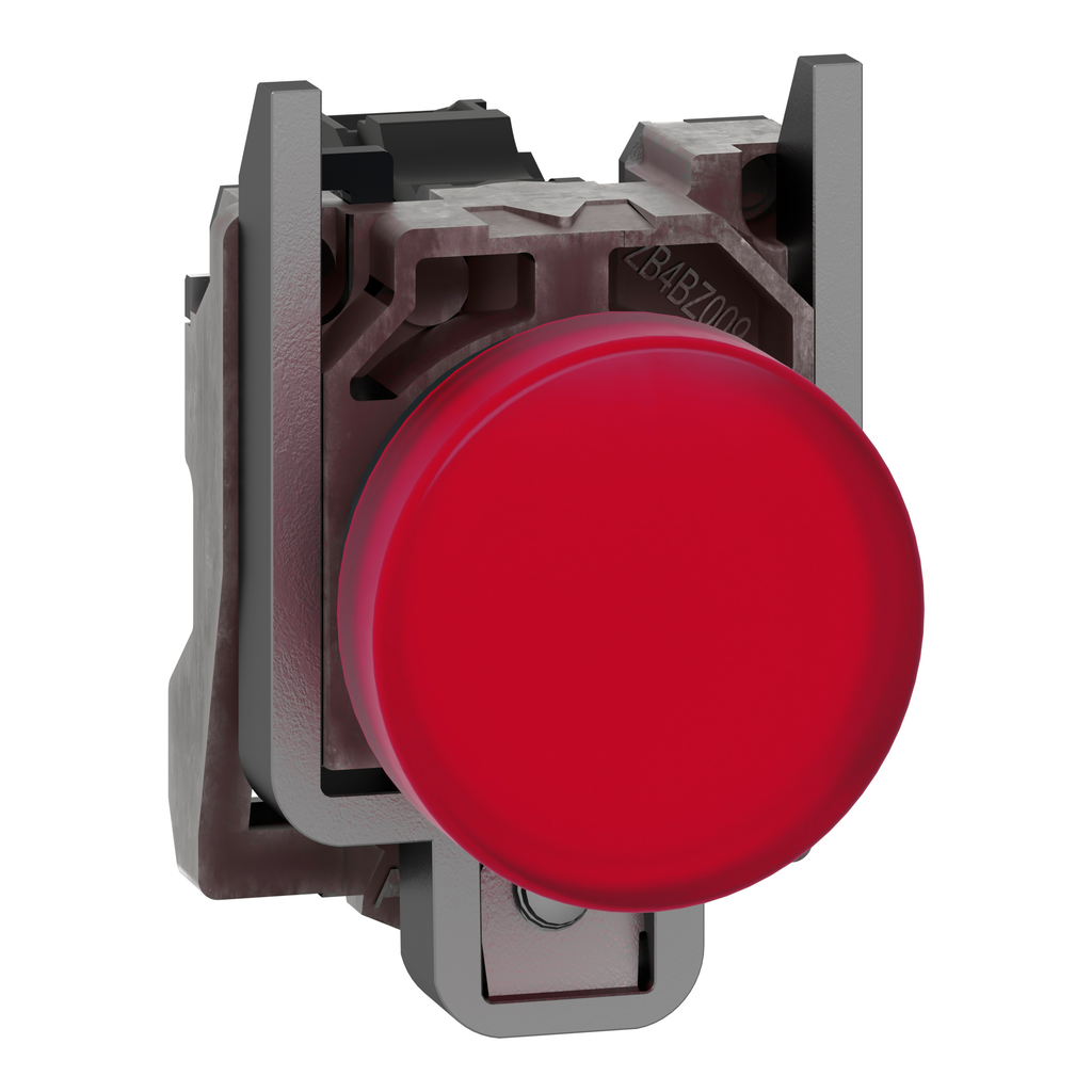XB4BVG4 – Pilot light, Harmony XB4,metal, red, 22mm, universal LED, plain lens, 110…120V AC