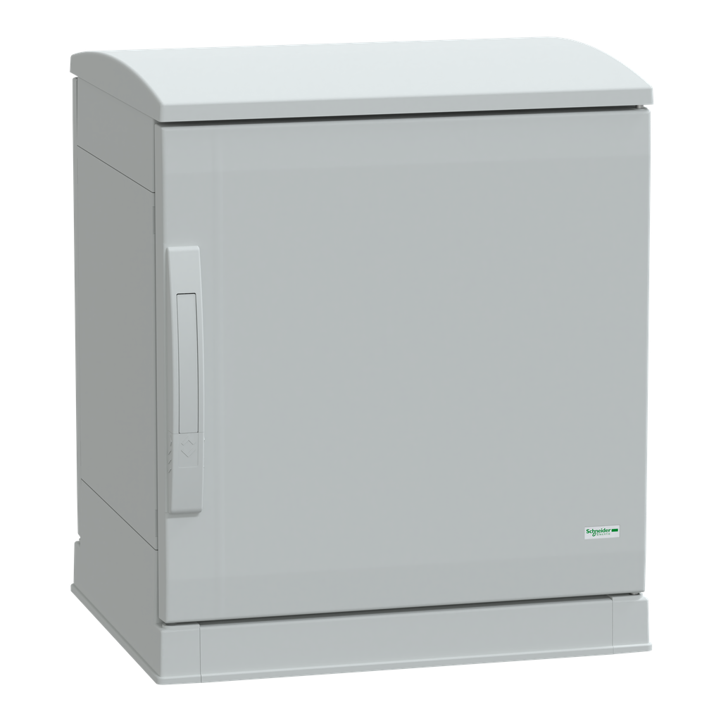 NSYPLAZT554G – Floor standing polyester enclosure, Thalassa PLA, open bottom, ventilated canopy, 500x500x420mm, IP44, IK10