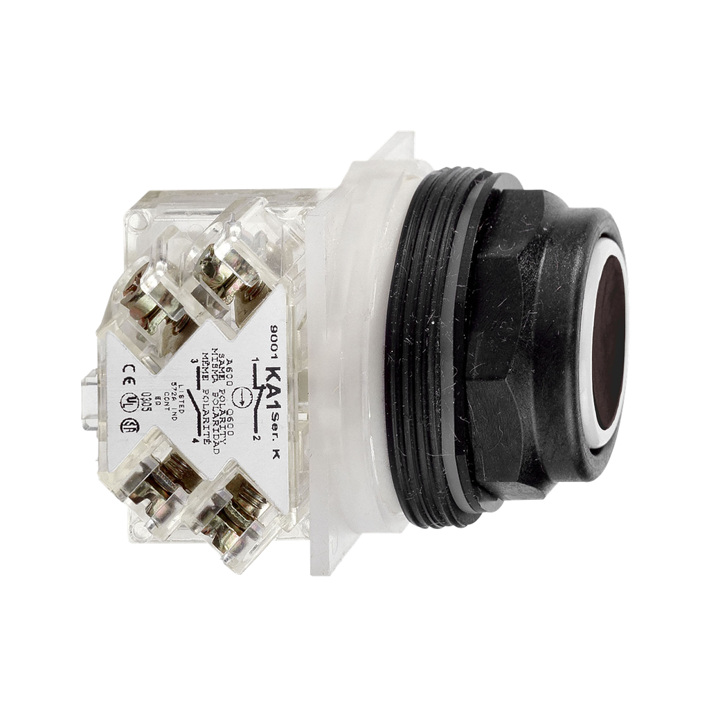 9001SKR1BH13 – Push button, Harmony 9001SK, plastic, flush, black, 30mm, spring return, 1 C/O