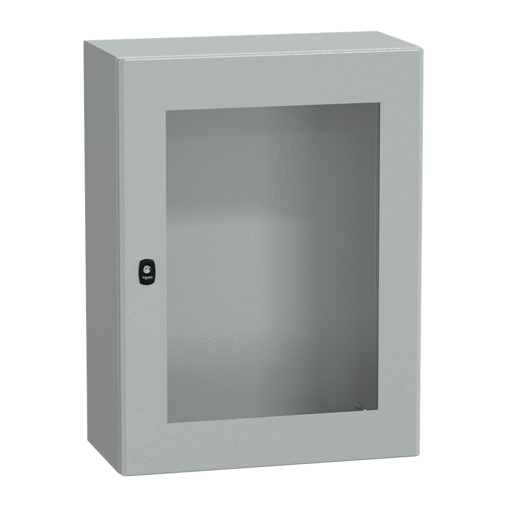 NSYS3D8630T – Wall mounted steel enclosure, PanelSeT S3D, transparent door, without mounting plate, 800x600x300mm, IP66, IK08