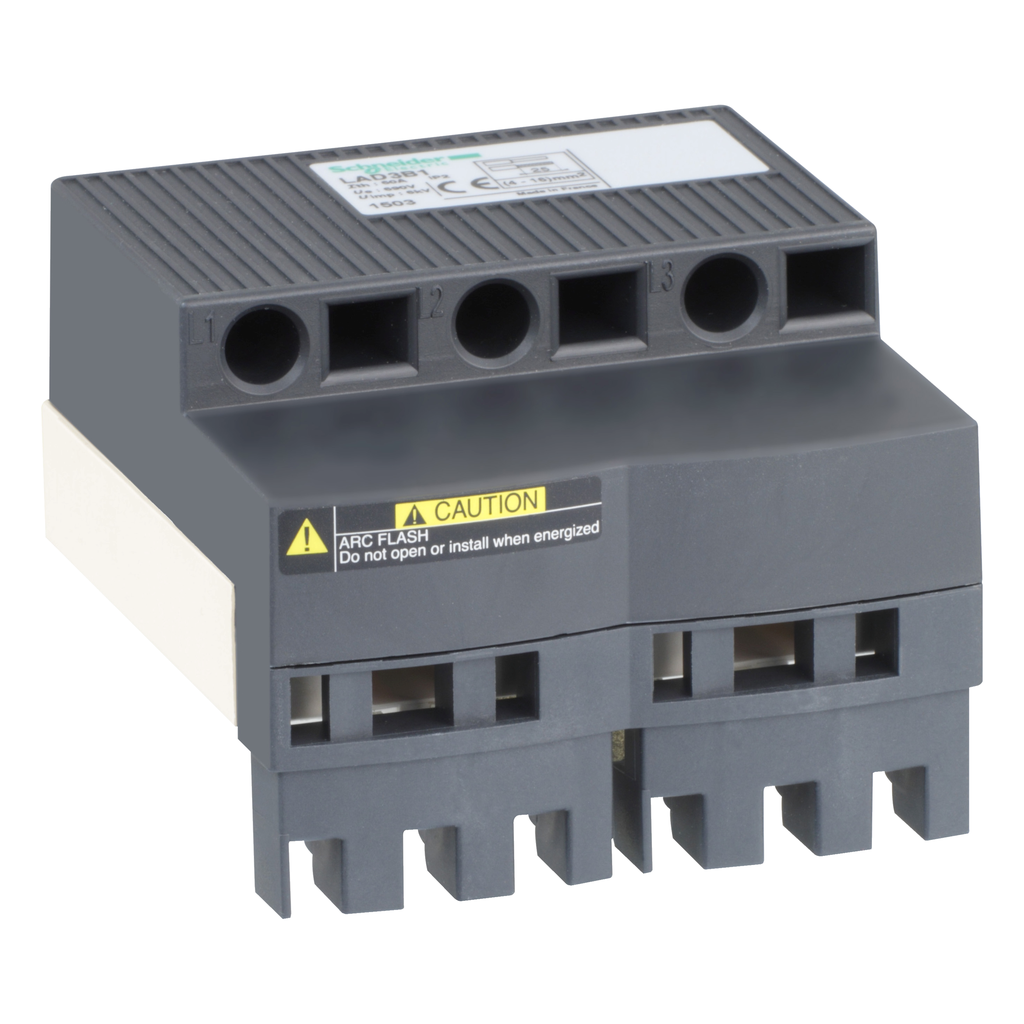LAD3B1 – Upstream terminal block,TeSys Deca Fram 2,power supply of 1 or 2 power splitter boxes,16 mm²,for GV2ME**3